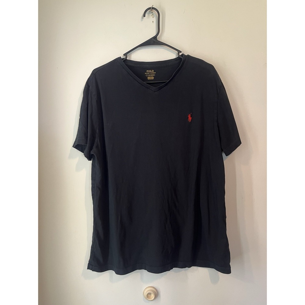 Polo Ralph Lauren Basic Vneck Base Layer Black Mens Large‎ Red Pony